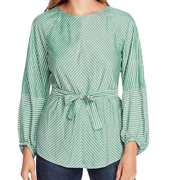 Vince Camuto Tops - Vince Camuto Bubble Sleeve Striped Top M Green NWT